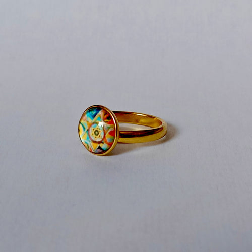 Bague Judaïca  Dream Star plaqué or – Cabochon artisanal 10 mm