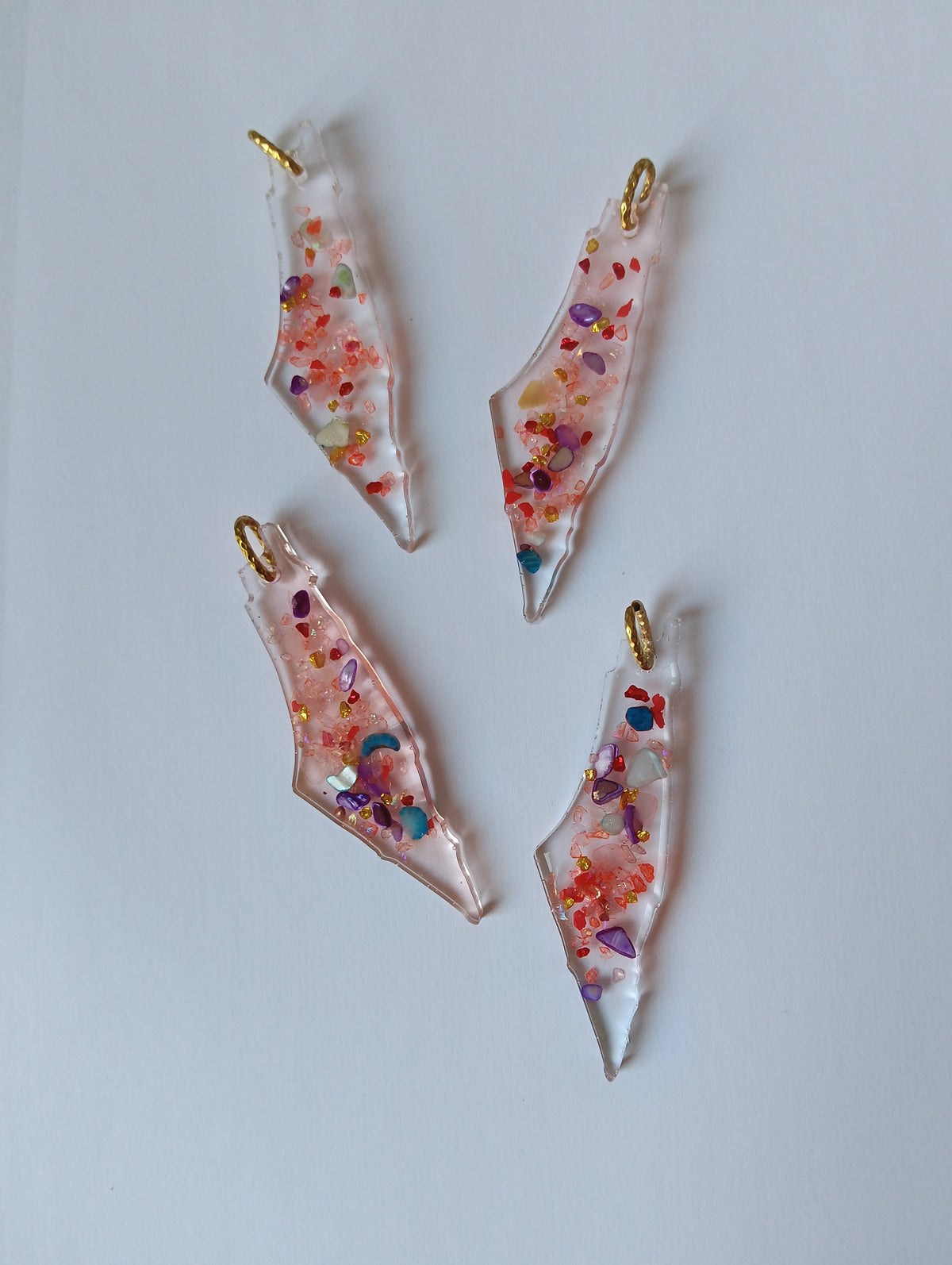 Médailles Israël – 7 cm multi couleur pierres - argent• Artisanat Jerusalem Chic