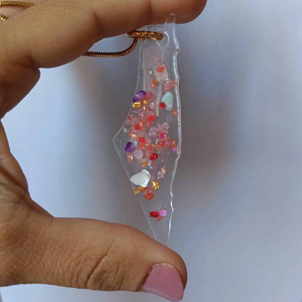 Médailles Israël – 7 cm multi couleur pierres - argent• Artisanat Jerusalem Chic