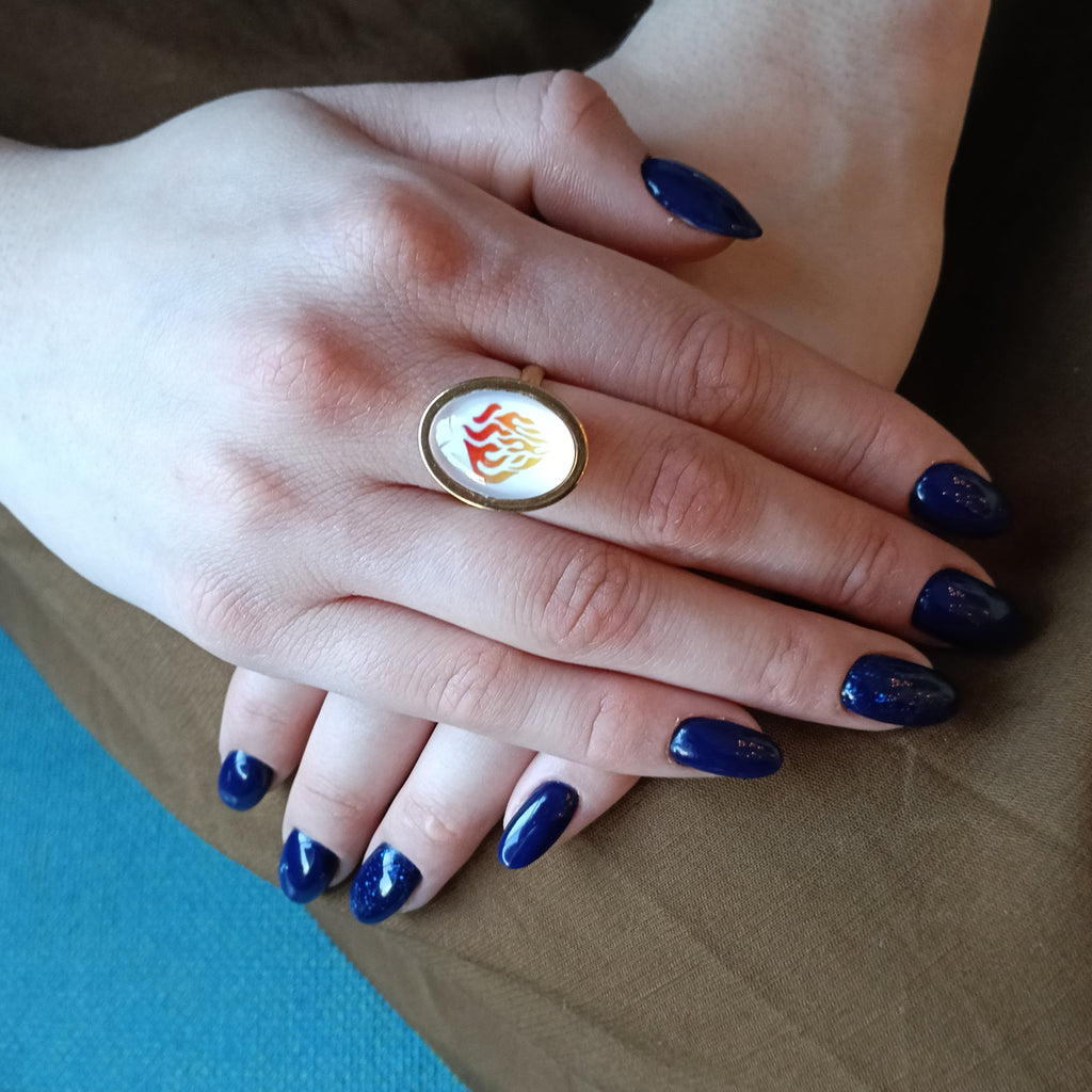Bague Oval HaEshSheli Plaquée Or Blanche