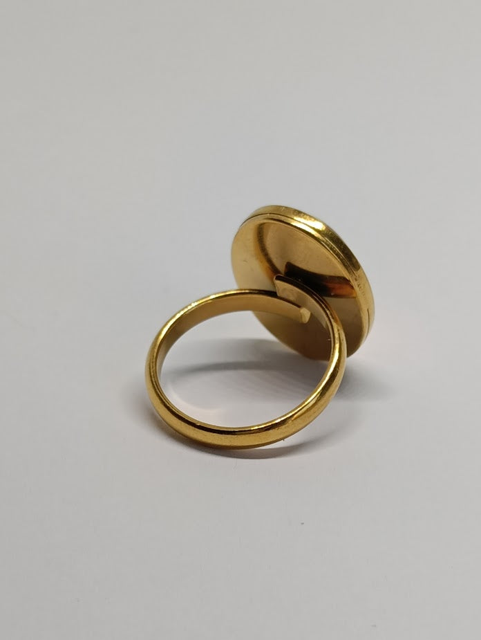 Judaica Ring "HaEsh Sheli" Cabochon 18 x 13 mm - Gold Plated