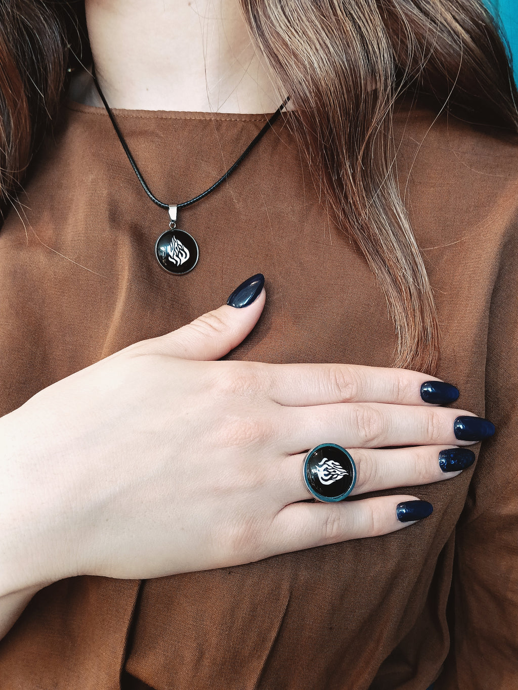 Parure Breslev Rond Noire- Rose