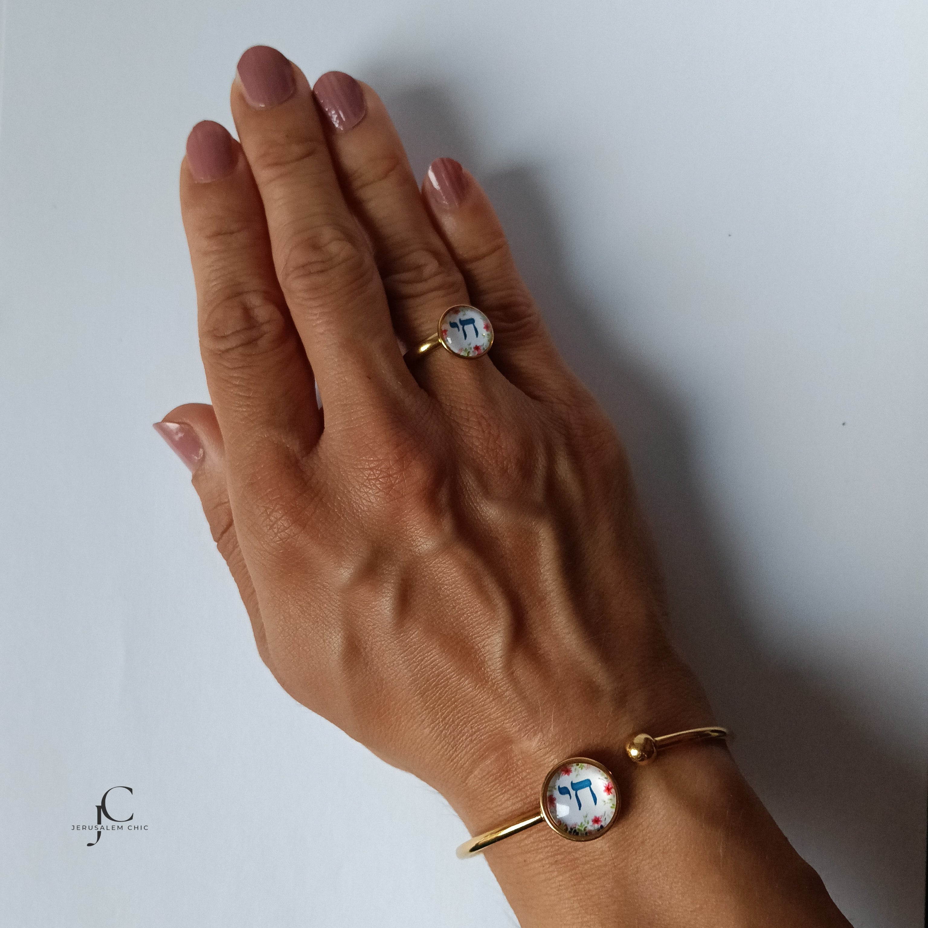 Bracelet jonc Hai fleuris