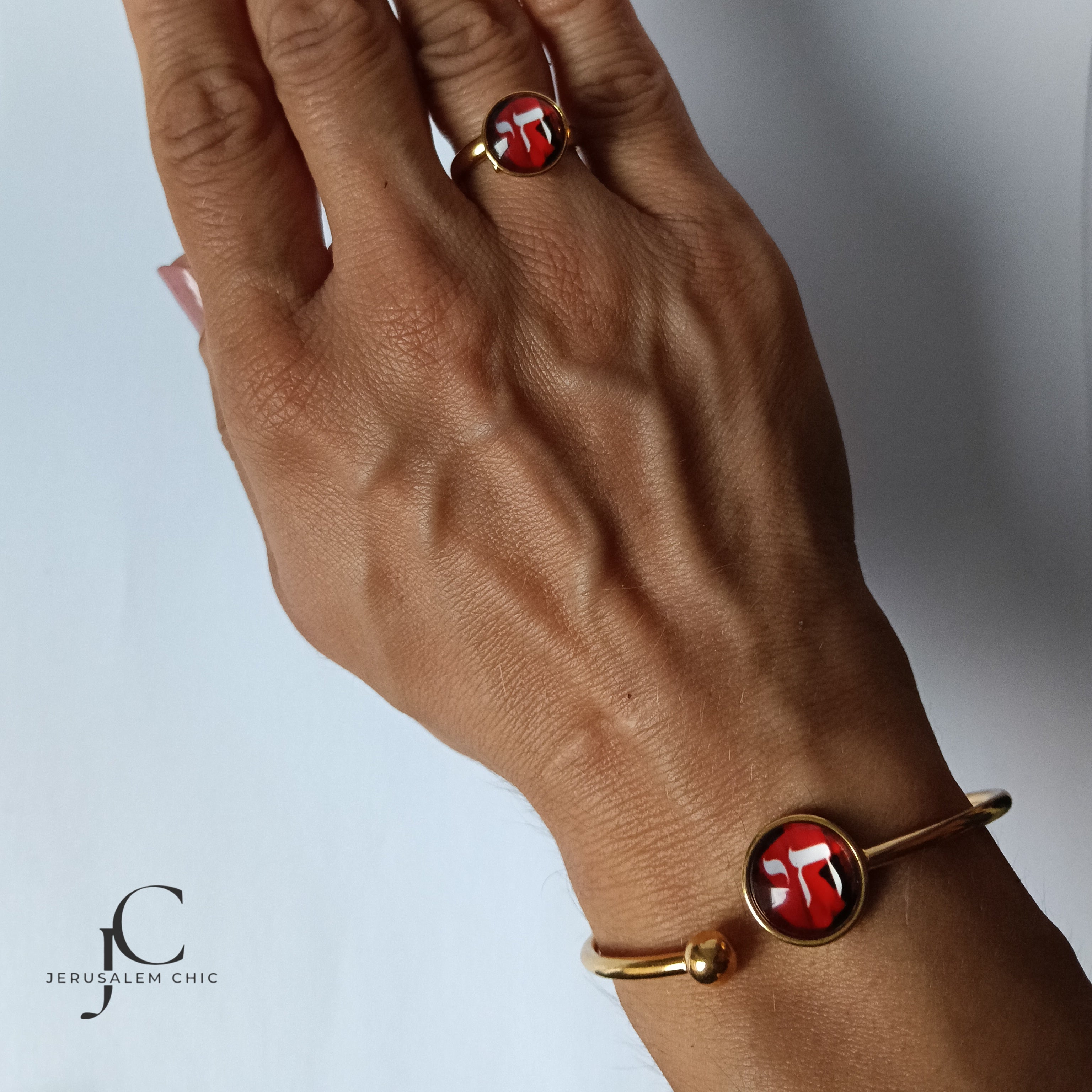 Bracelet jonc Chai Rouge