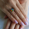 Bague Judaïca Hai fleuris plaqué or – Cabochon artisanal 10 mm (Copie)