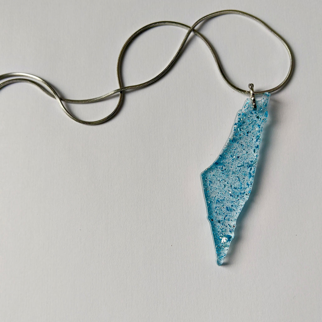 Médailles Israël – 7 cm bleu claire - argent• Artisanat Jerusalem Chic