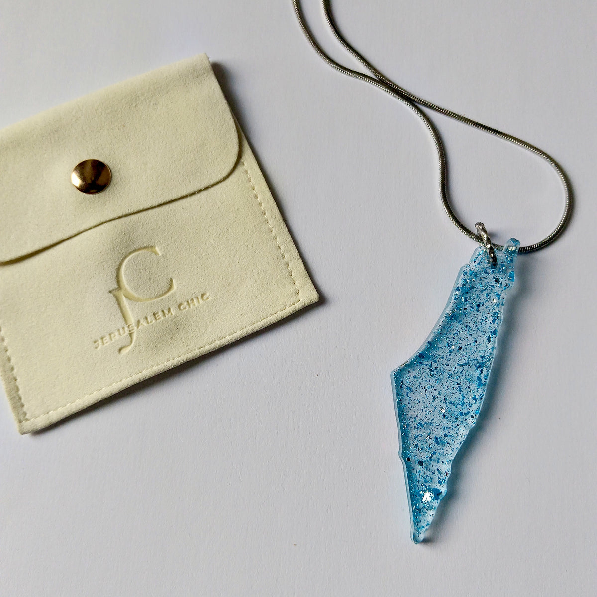 Médailles Israël – 7 cm bleu claire - argent• Artisanat Jerusalem Chic