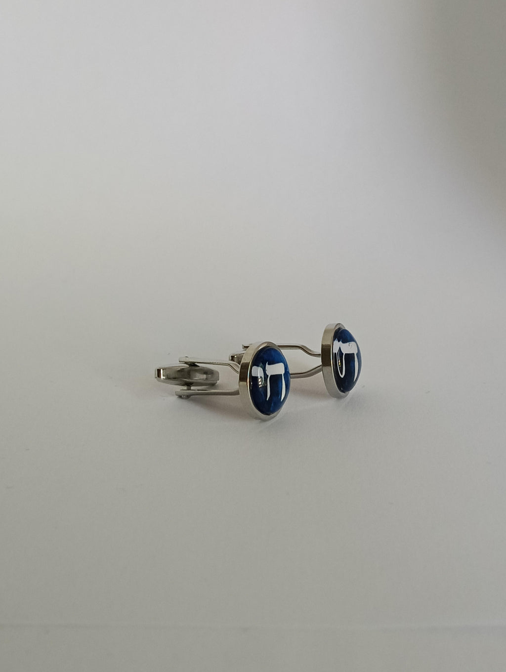 Boutons de manchette Judaica Haï bleu 12 mm
